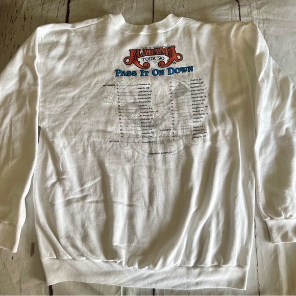 Vintage Alabama Pass It On Down 1990 Tour Crewneck Sweatshirt size XL White - Picture 3 of 7